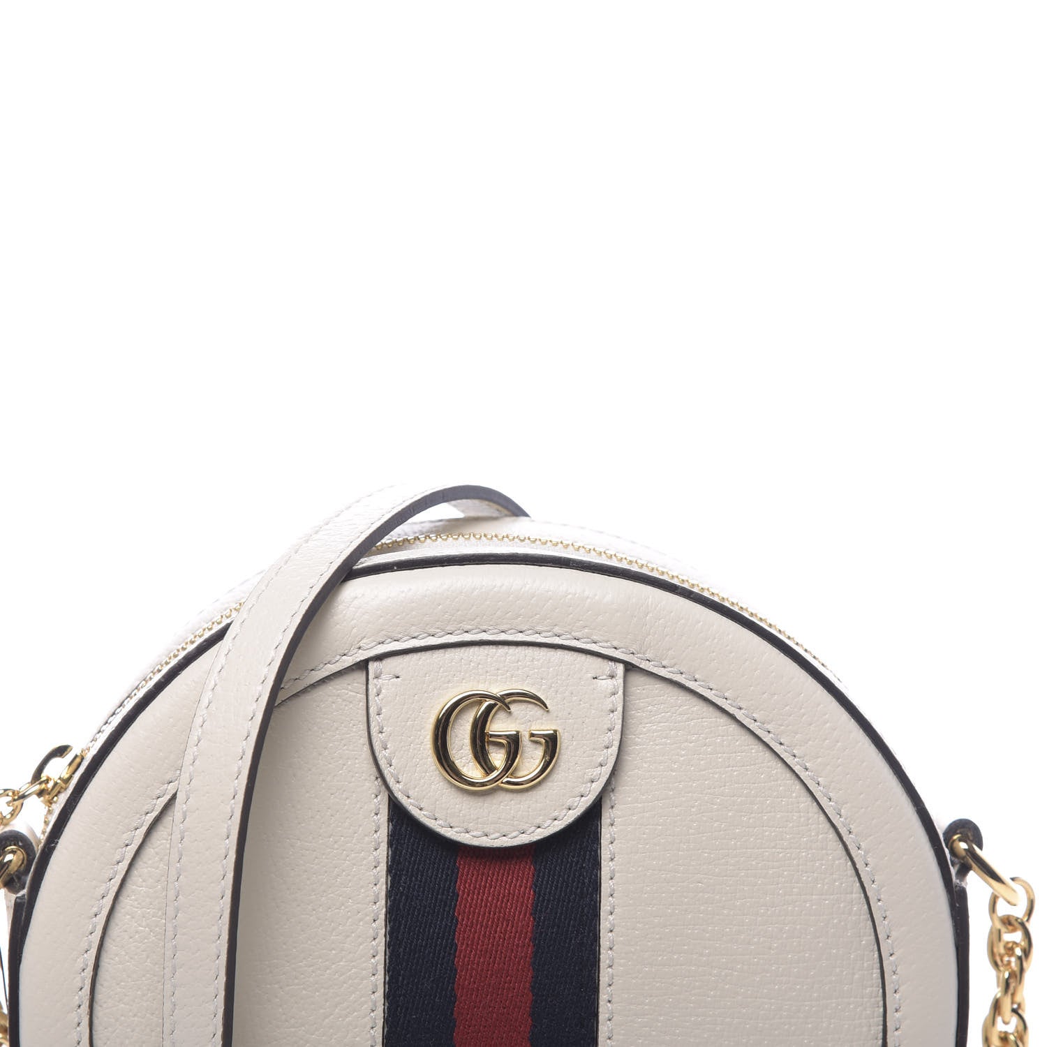 Gucci Textured Calfskin Web Mini Ophidia Round Shoulder Bag Mystic White 11 of 11