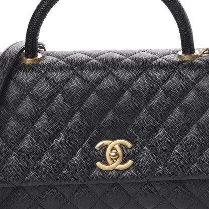 Chanel Caviar Lizard Embossed Quilted Small Coco Handle Flap Black 9 of 9