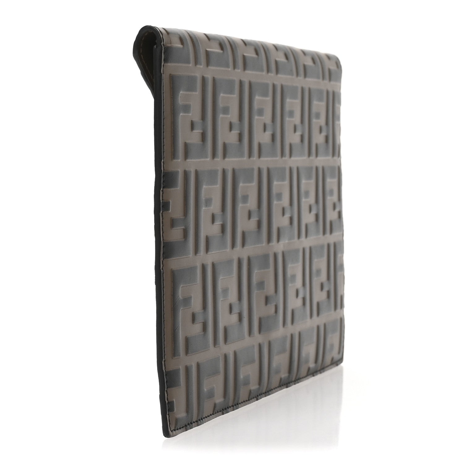 Fendi Vitello Ceylon Bi-Color FF 1974 Embossed FF Diamonds Flat Envelope Pouch Maya Black 3 of 8