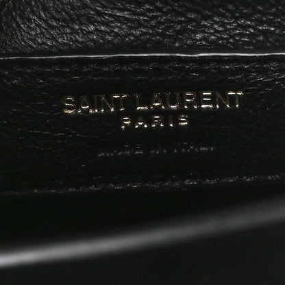 Saint Laurent Calfskin Crocodile Embossed Mini Classic Monogram Cassandra Top Handle Black 6 of 11
