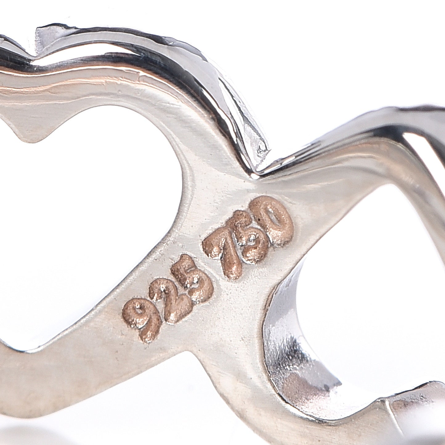 Sterling Silver 18K Rose Gold Hearts Eternity Band Ring 49 4.75