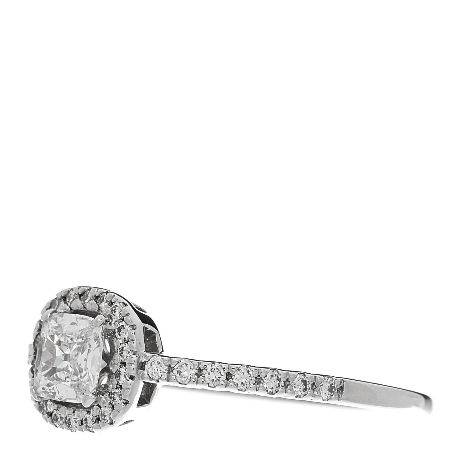 Parker & West by FASHIONPHILE 18K White Gold Diamond 0.33ct Cushion Cut Pave Halo Engagement Ring 53 6.5 6 of 6
