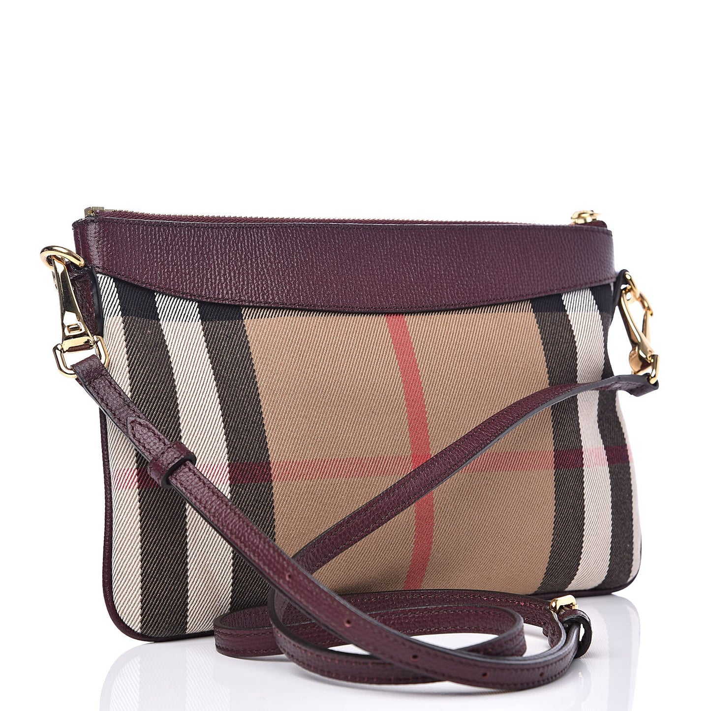 House Check Derby Peyton Crossbody Clutch Bag Mahogany Red