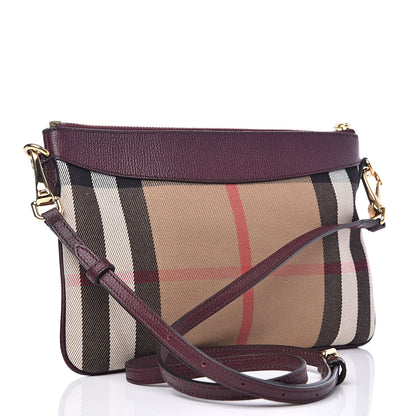 Burberry House Check Derby Peyton Crossbody Clutch Bag Mahogany Red 3 of 12