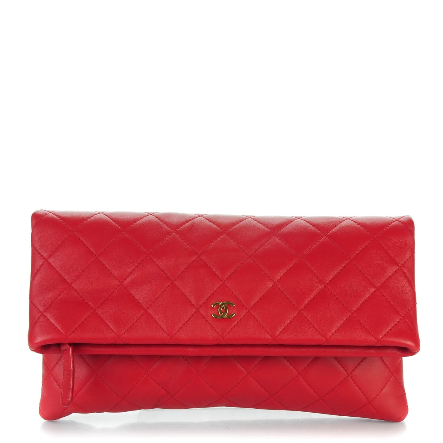 Lambskin Quilted CC Beauty Clutch Red