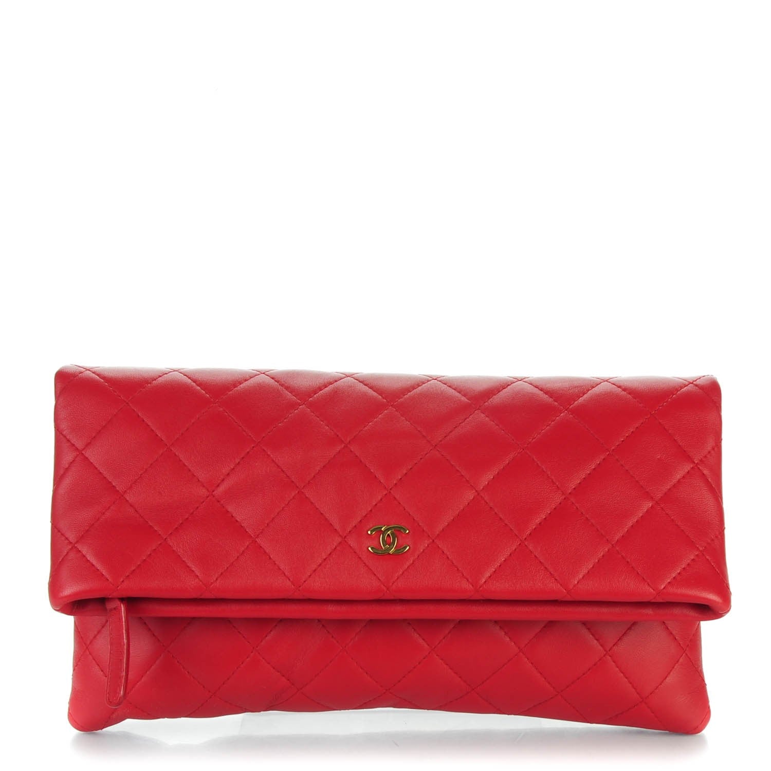 Chanel Lambskin Quilted CC Beauty Clutch Red 1 of 7