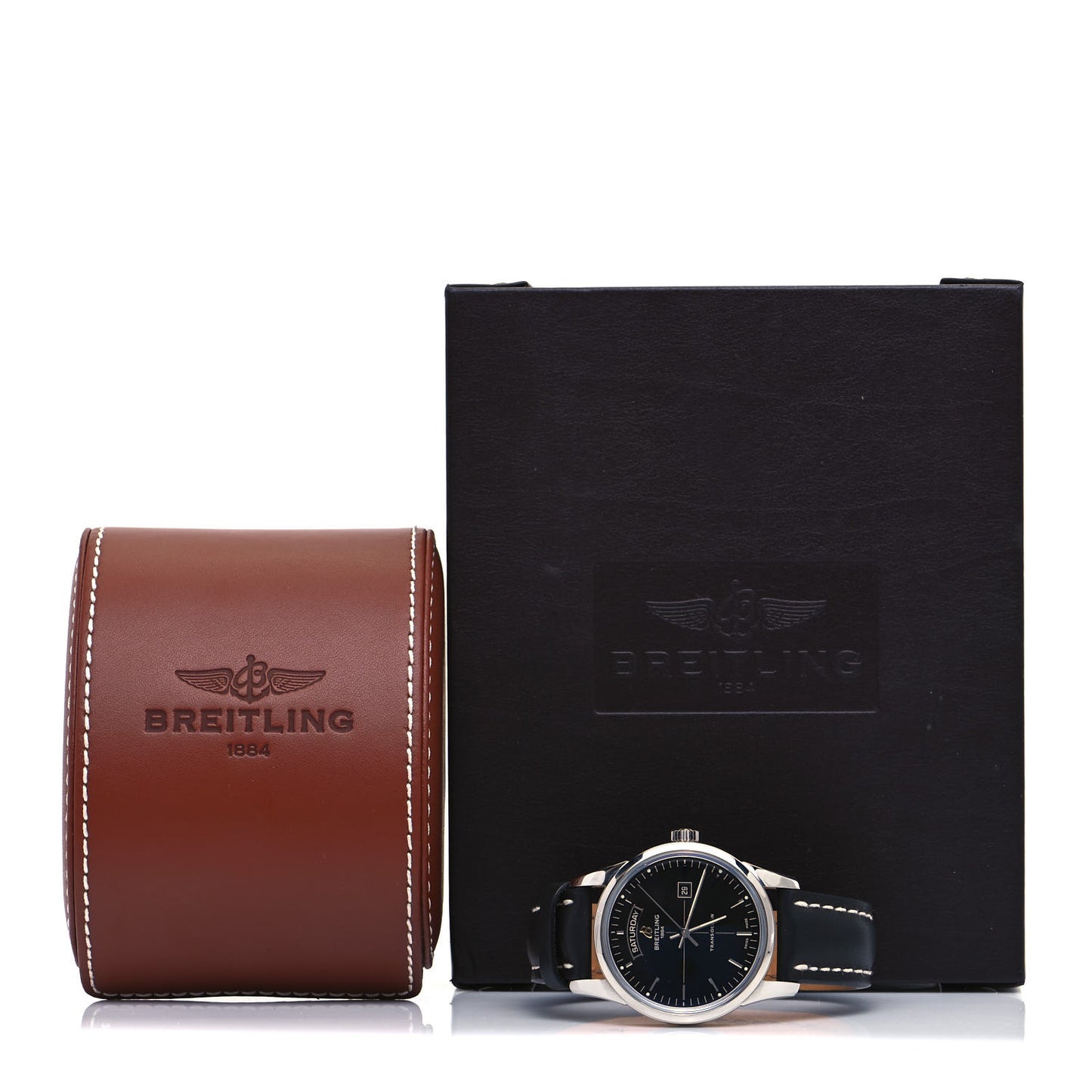 Stainless Steel Calfskin 43mm Transocean Day Date Automatic Watch Black A45310