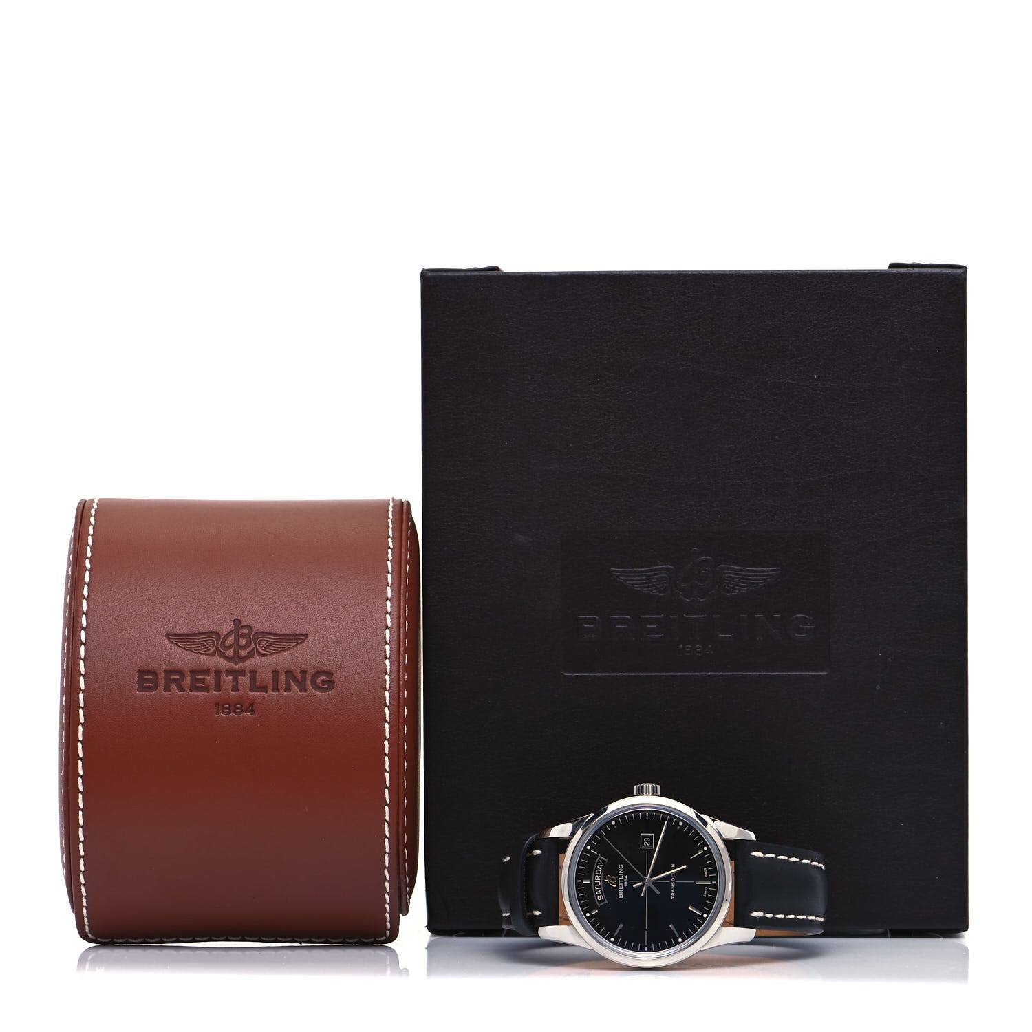 Breitling Stainless Steel Calfskin 43mm Transocean Day Date Automatic Watch Black A45310 5 of 5