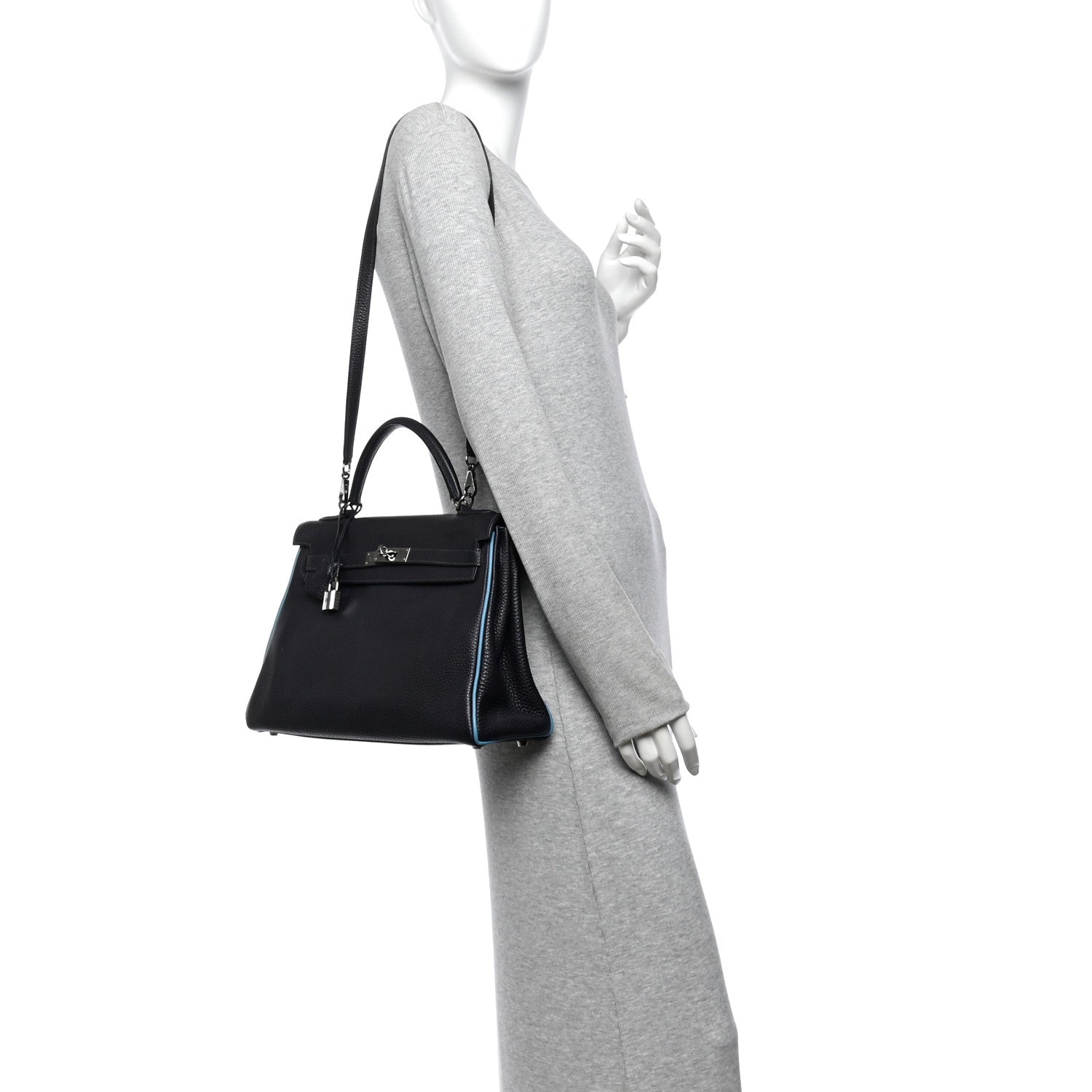 Hermes Togo Bi-Color Kelly Retourne 32 Indigo Blue Jean 2 of 10