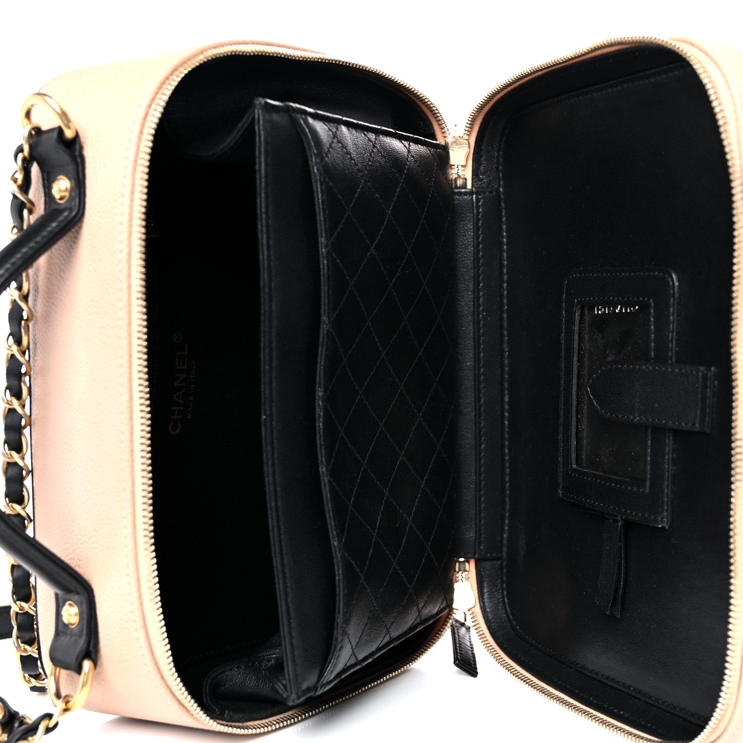 Chanel Caviar Quilted Large CC Filigree Vanity Case Beige Black 6 of 14
