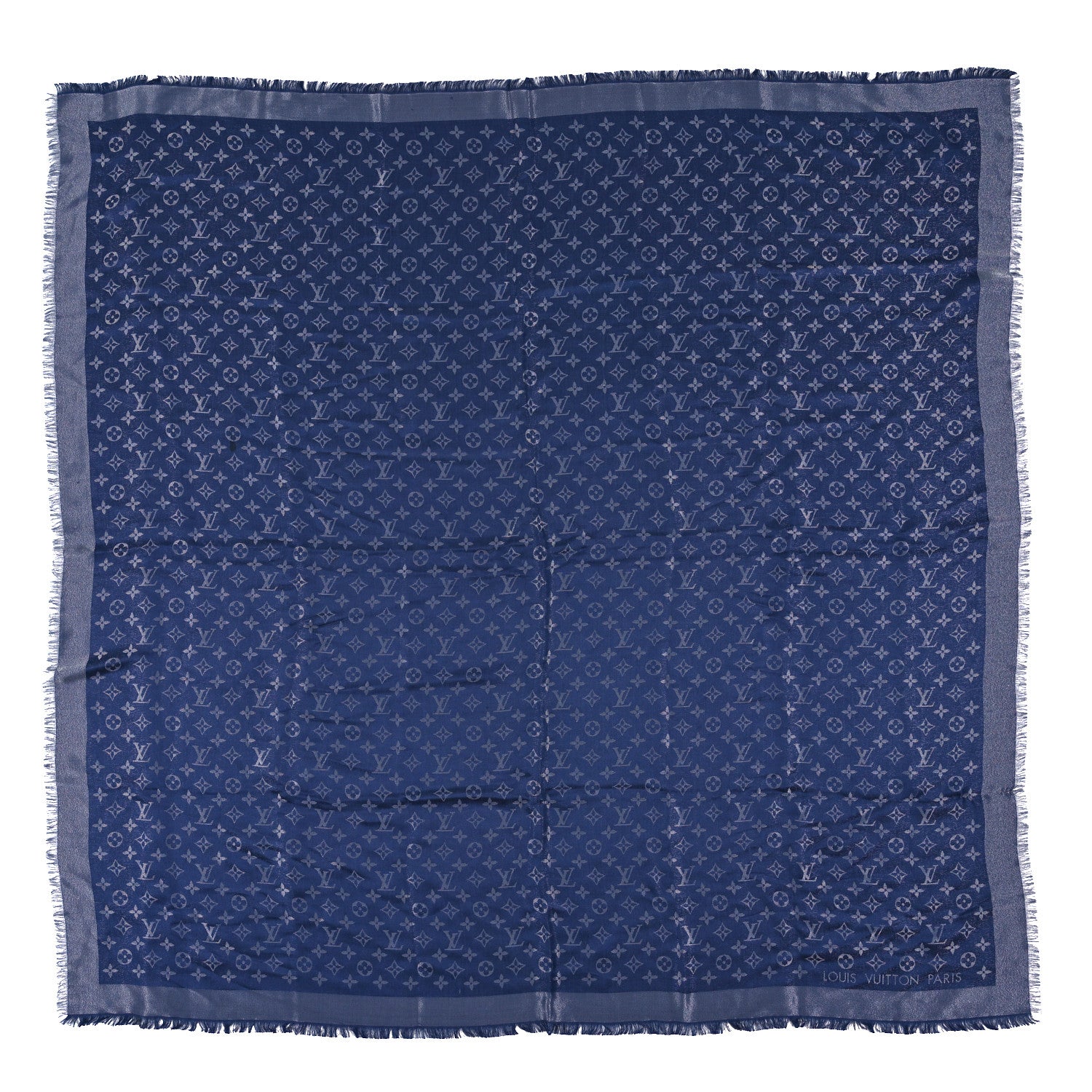 Louis Vuitton Silk Wool Monogram Denim Shawl Blue 1 of 4