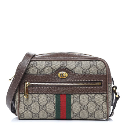 Gucci GG Supreme Monogram Web Mini Ophidia Shoulder Bag Brown 1 of 12