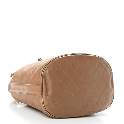 Chanel Lambskin Diamond Stitched CC Drawstring Bag Beige 4 of 10