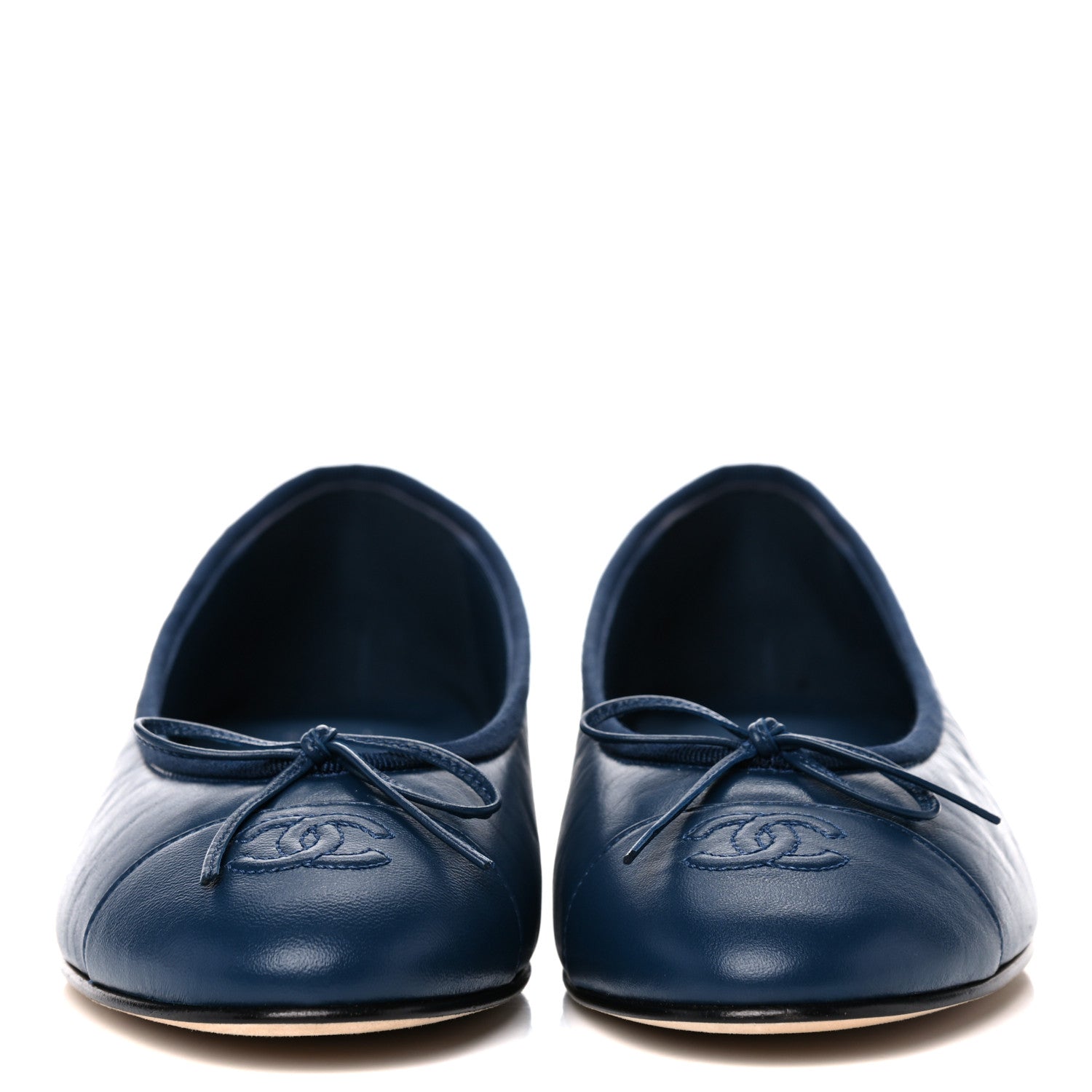 Chanel Lambskin CC Cap Toe Ballerina Flats 39 Navy Blue 2 of 10