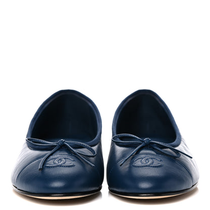 Chanel Lambskin CC Cap Toe Ballerina Flats 39 Navy Blue 2 of 10
