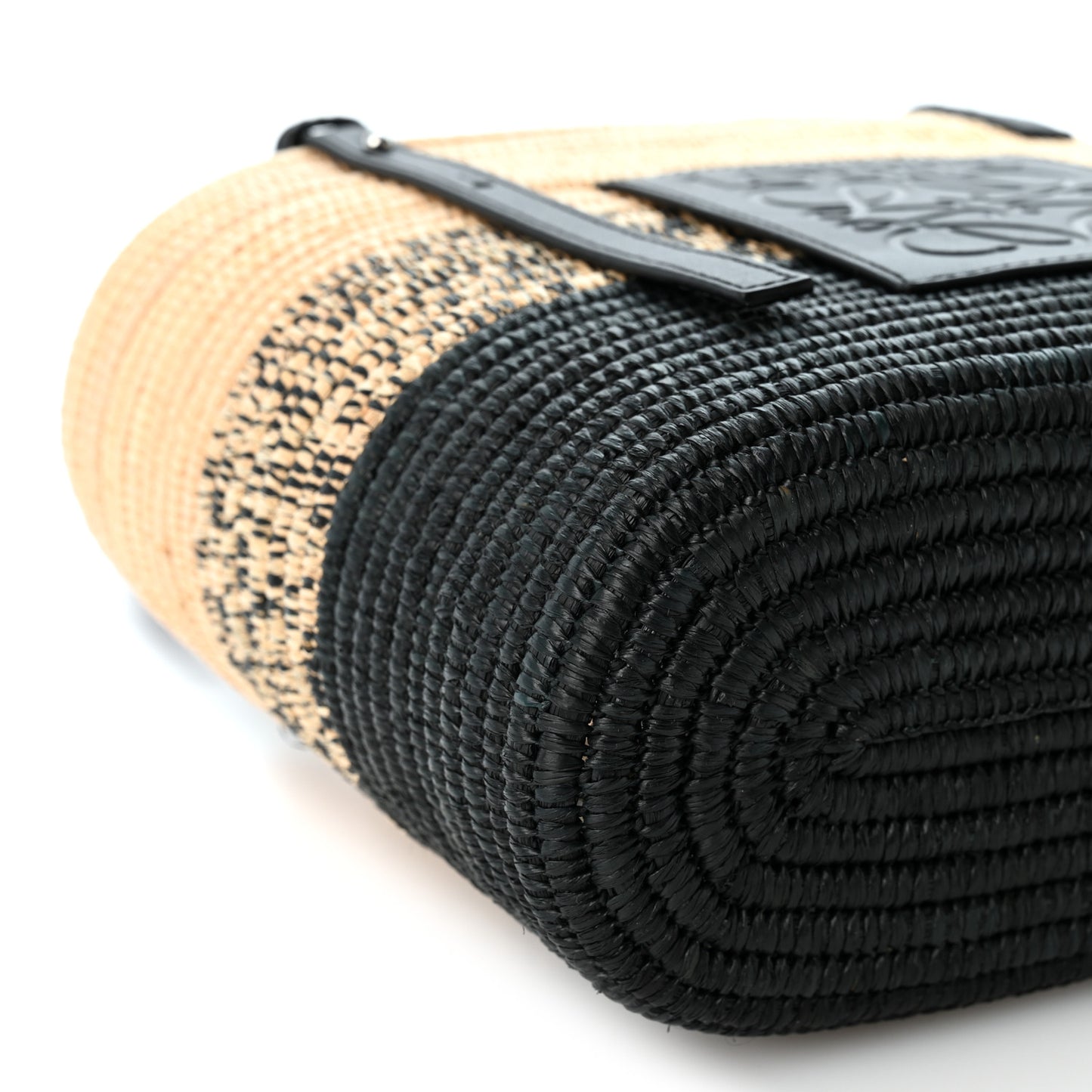 Raffia Small Square Basket Tote Bag Natural Black