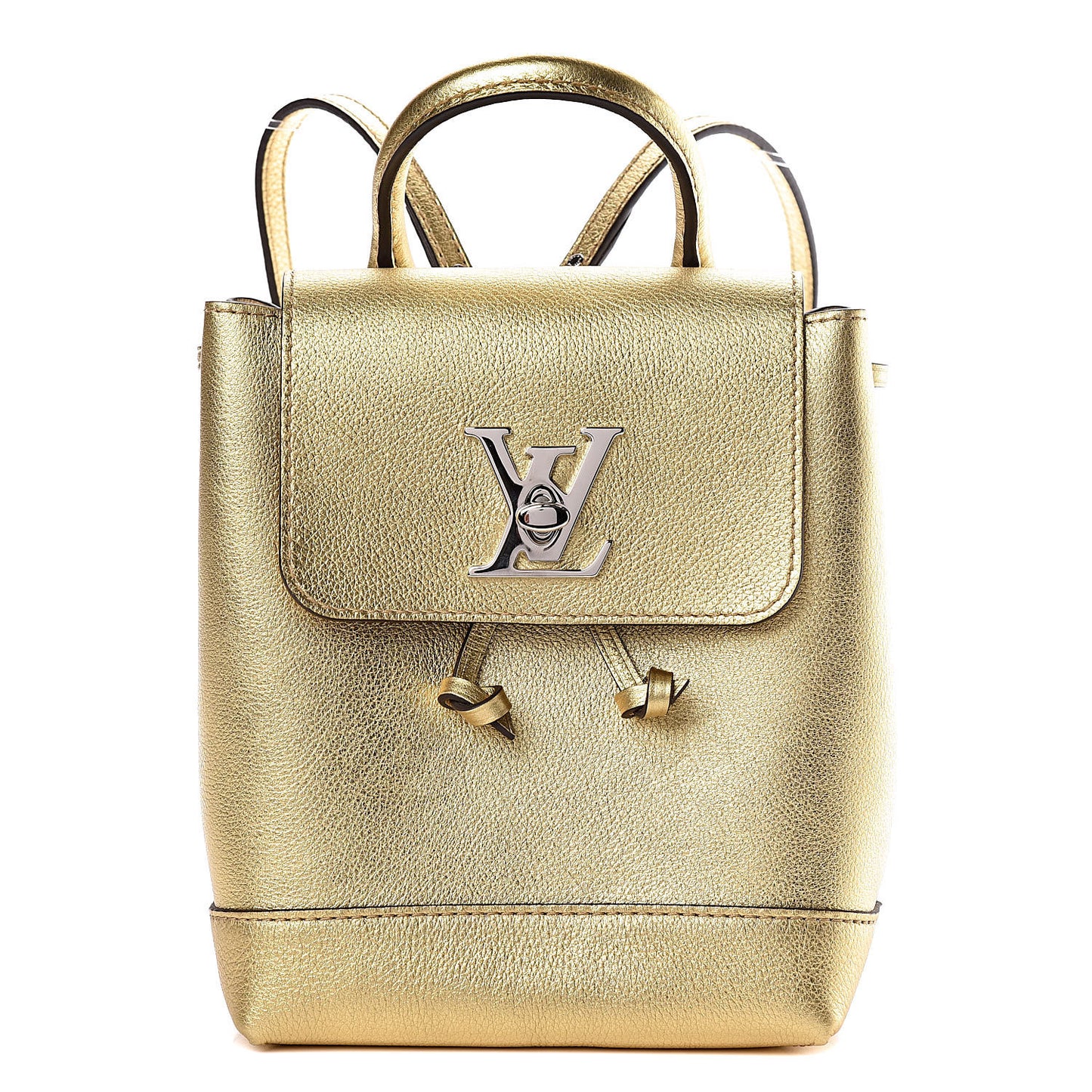 Metallic Calfskin Lockme Mini Backpack Gold