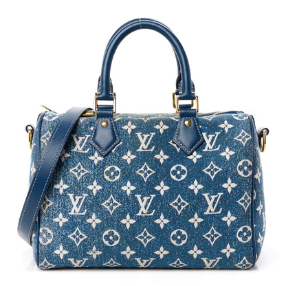 Louis Vuitton Monogram Jacquard Denim Speedy Bandouliere 25 Bleu 1 of 12