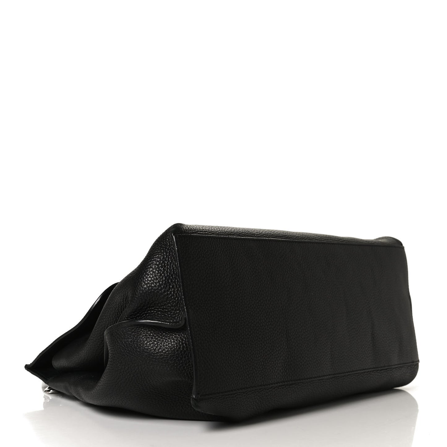 Pebbled Calfskin Large Bamboo Daily Top Handle Bag Black