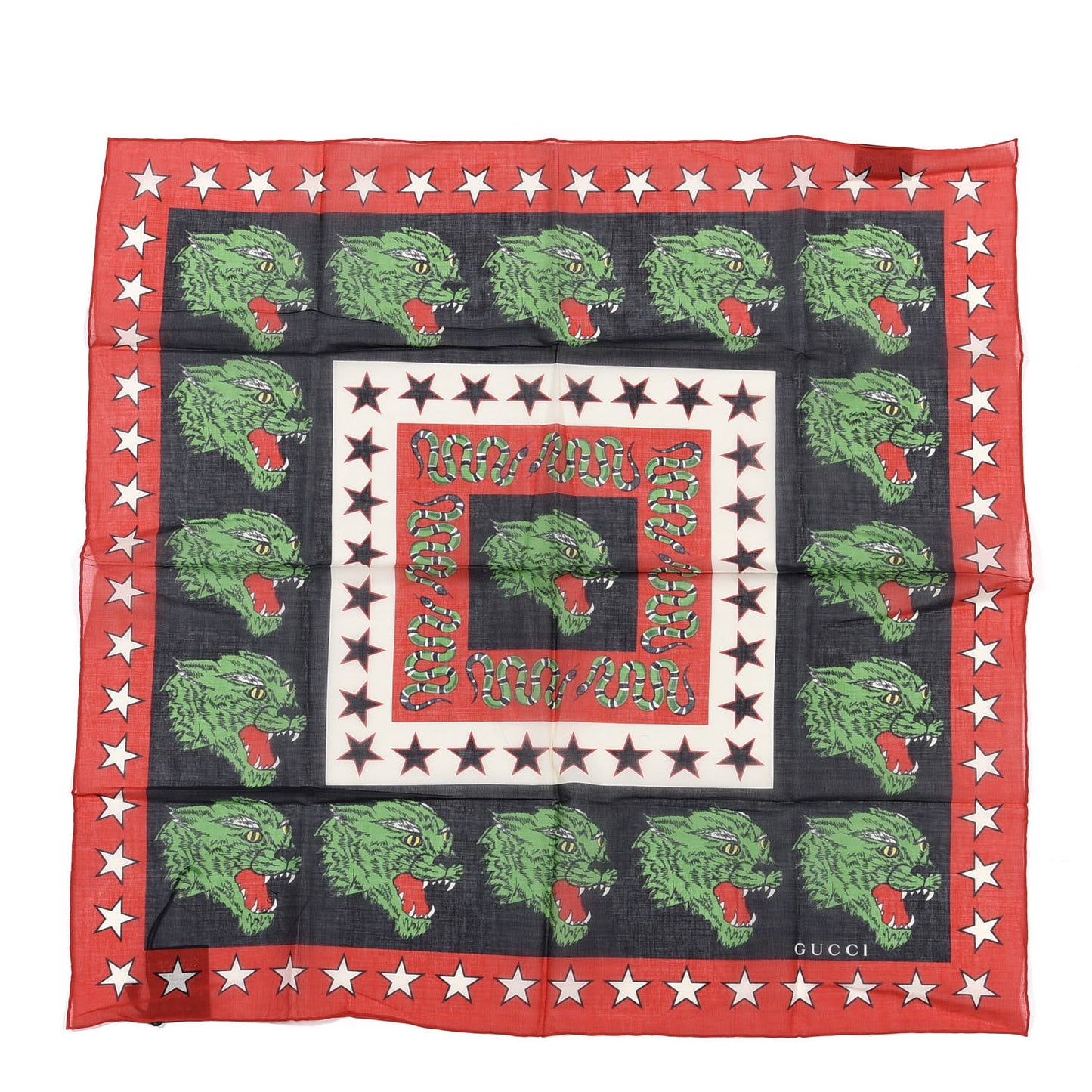 Cotton Square Scarf Red Green