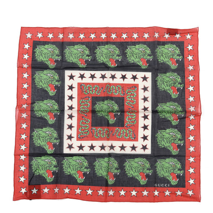 Gucci Cotton Square Scarf Red Green 1 of 3