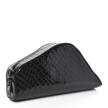Balenciaga Calfskin Crocodile Embossed Clutch Black 3 of 7