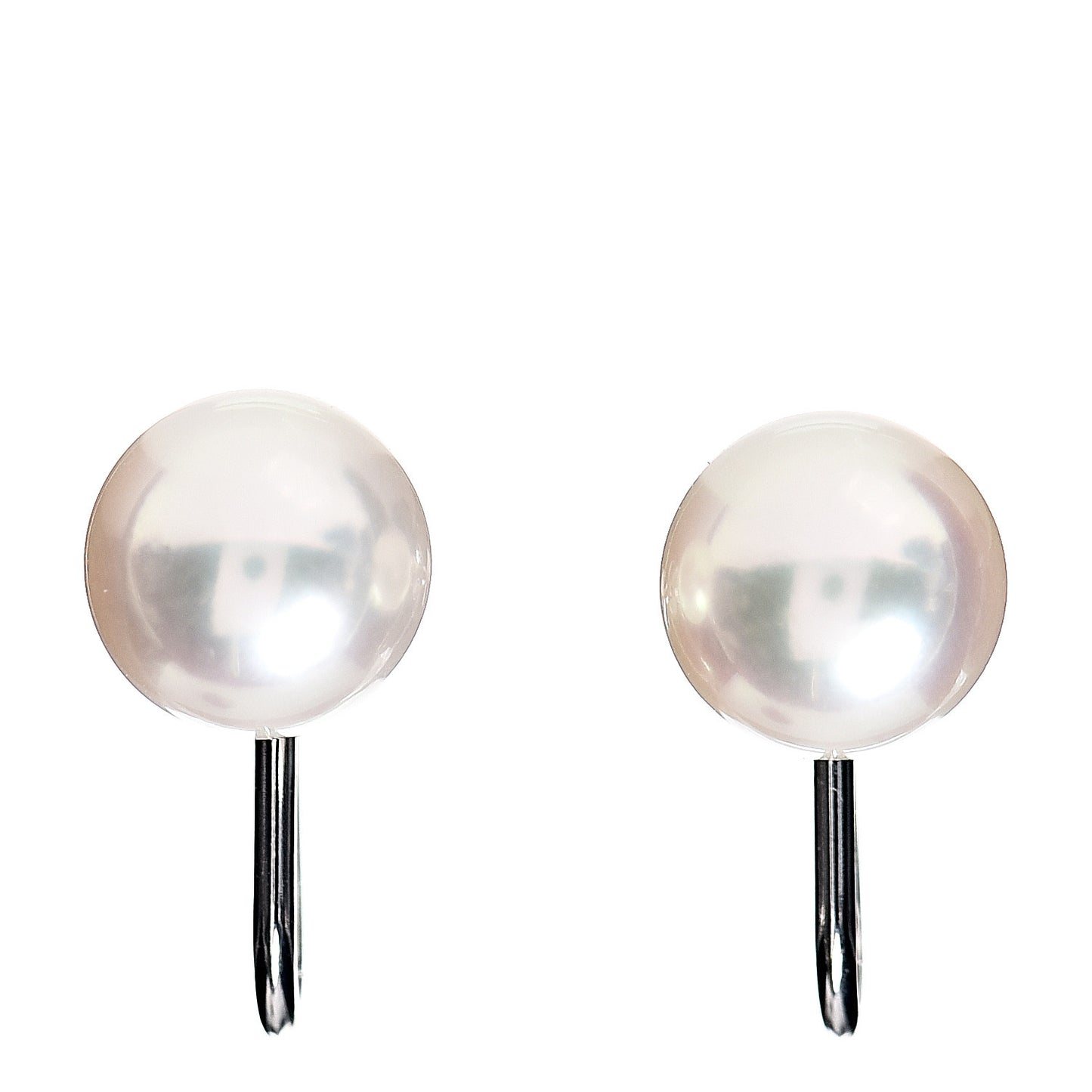 18K White Gold Akoya Pearl 8.5mm Screw Back Earrings
