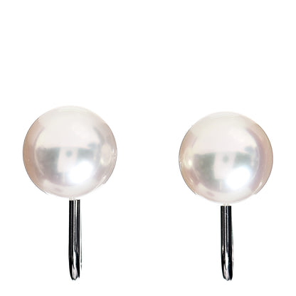Mikimoto 18K White Gold Akoya Pearl 8.5mm Screw Back Earrings 1 of 5