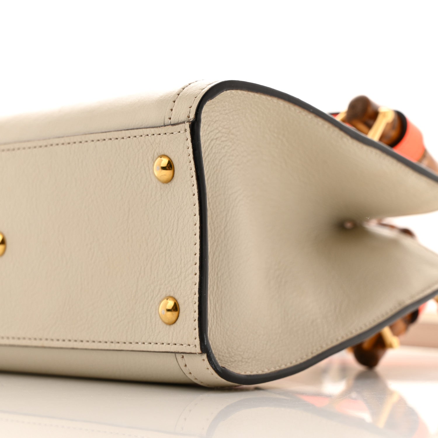 Gucci Wonka Grain Calfskin Mini Diana Tote Bag Mystic White Orange Fluo 10 of 13