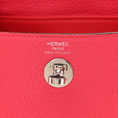 Hermes Taurillon Clemence Mini Lindy 20 Rose Extreme 6 of 12