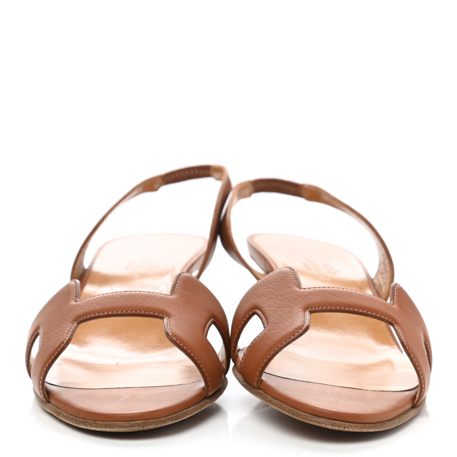 Hermes Calfskin Ottomane Slingback Sandals 37.5 Gold 2 of 8