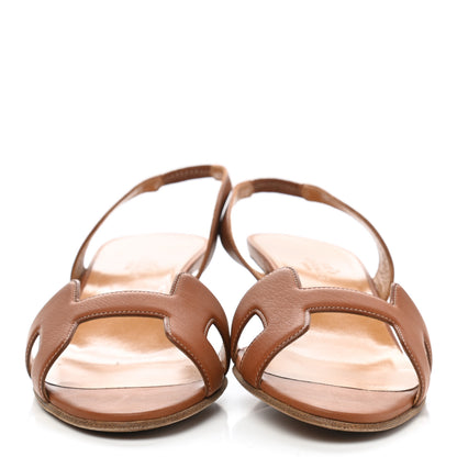 Hermes Calfskin Ottomane Slingback Sandals 37.5 Gold 2 of 8