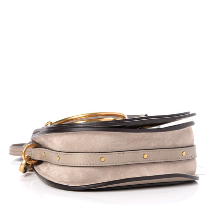 Chloe Calfskin Suede Paisley Patchwork Perforated Small Nile Bracelet Bag Motty Grey 4 of 7