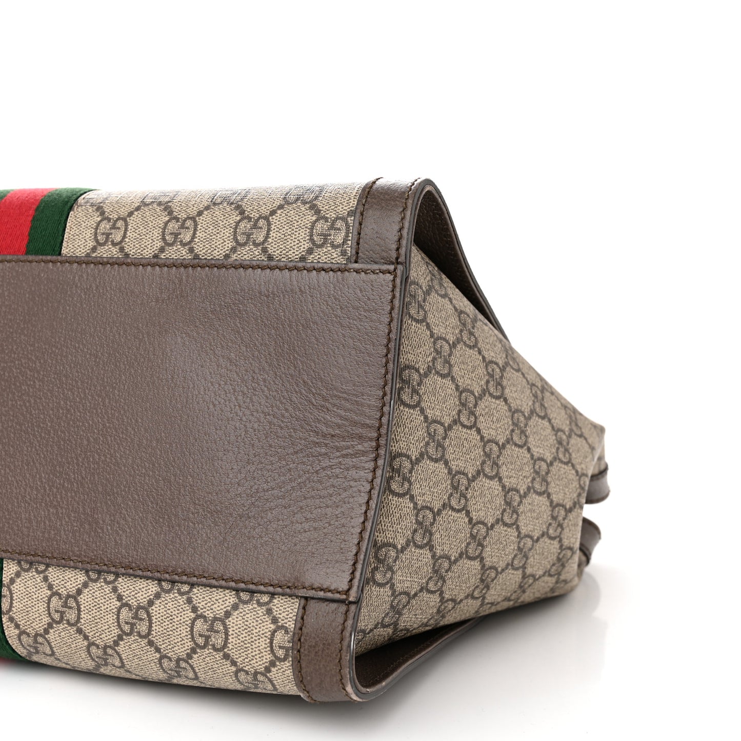 GG Supreme Monogram Web Medium Ophidia Tote Bag Brown