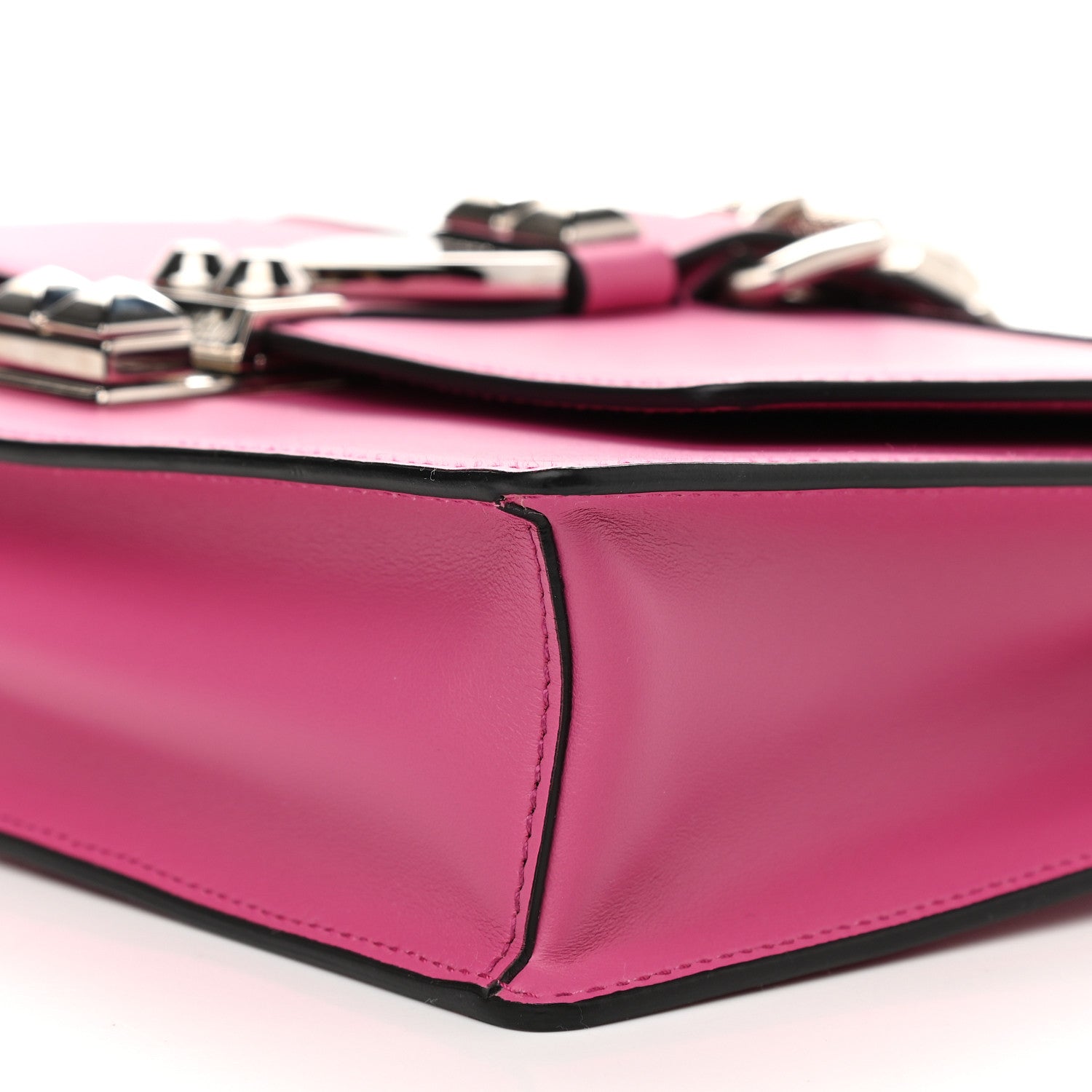 Prada Saffiano City Calfskin Studded Small Elektra Shoulder Bag Fuxia 8 of 8