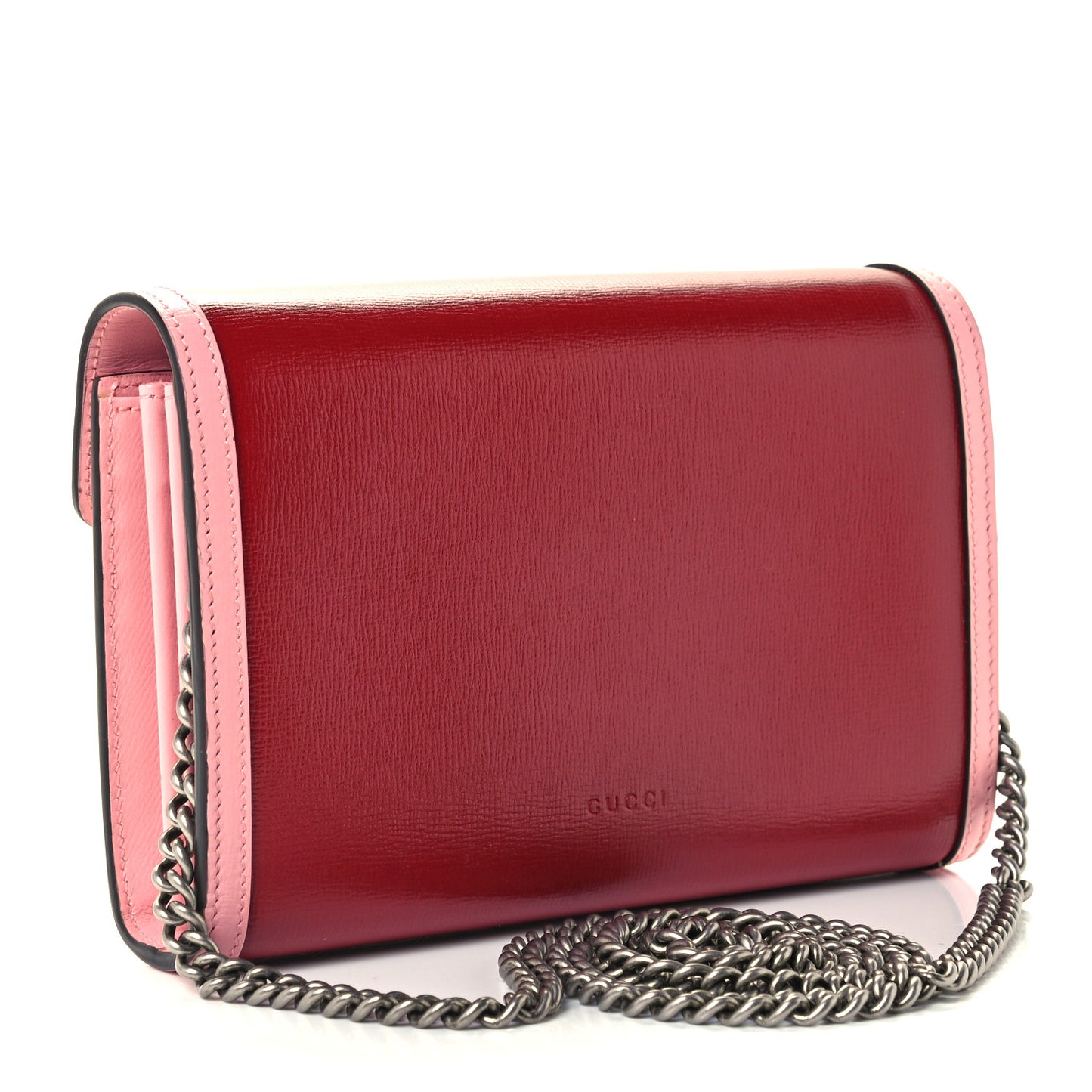 Azalea Calfskin Enamel Mini Dionysus Chain Wallet New Cherry Red Wild Rose Off White