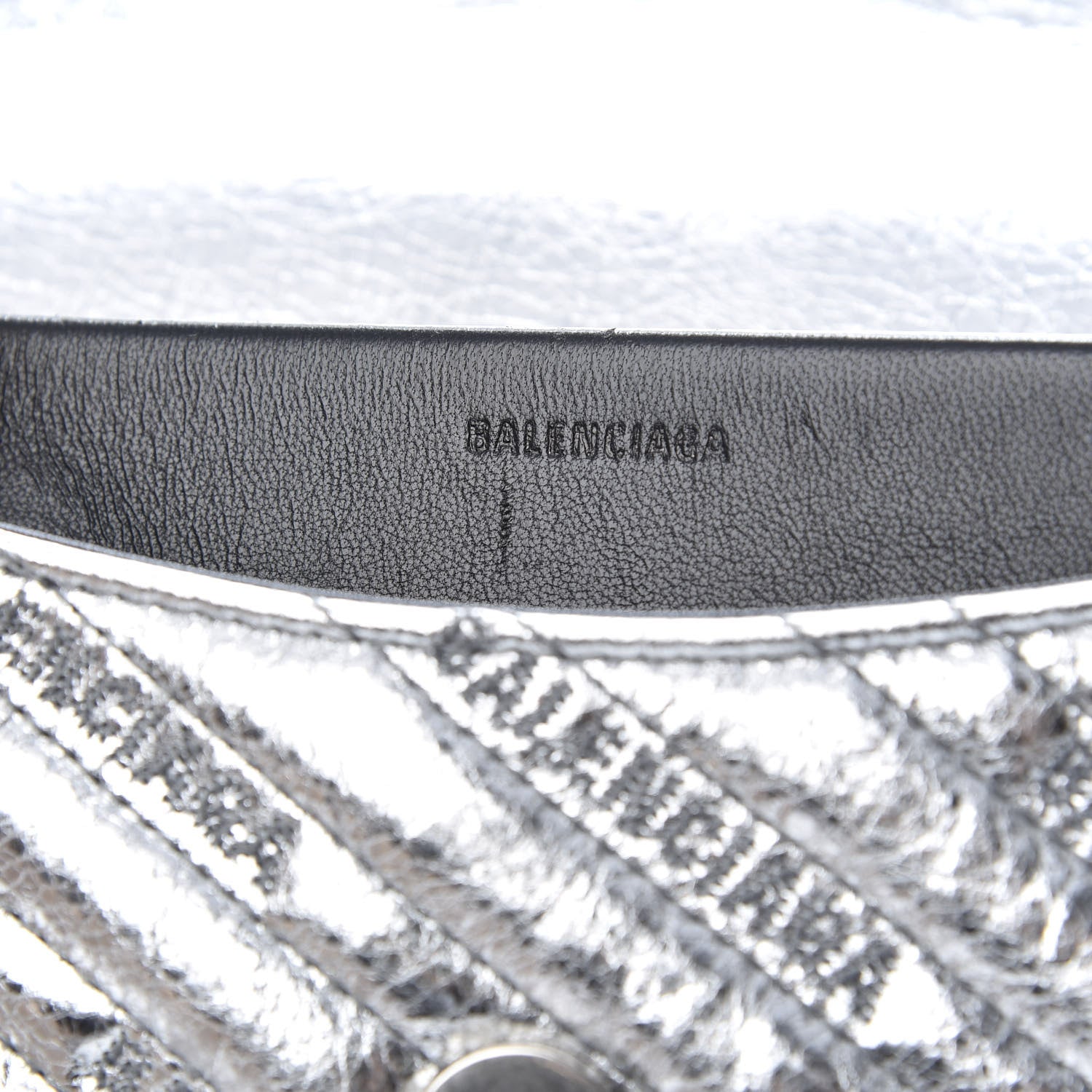 Balenciaga Calfskin Logo Matelasse M BB Round Shoulder Bag Silver 12 of 13