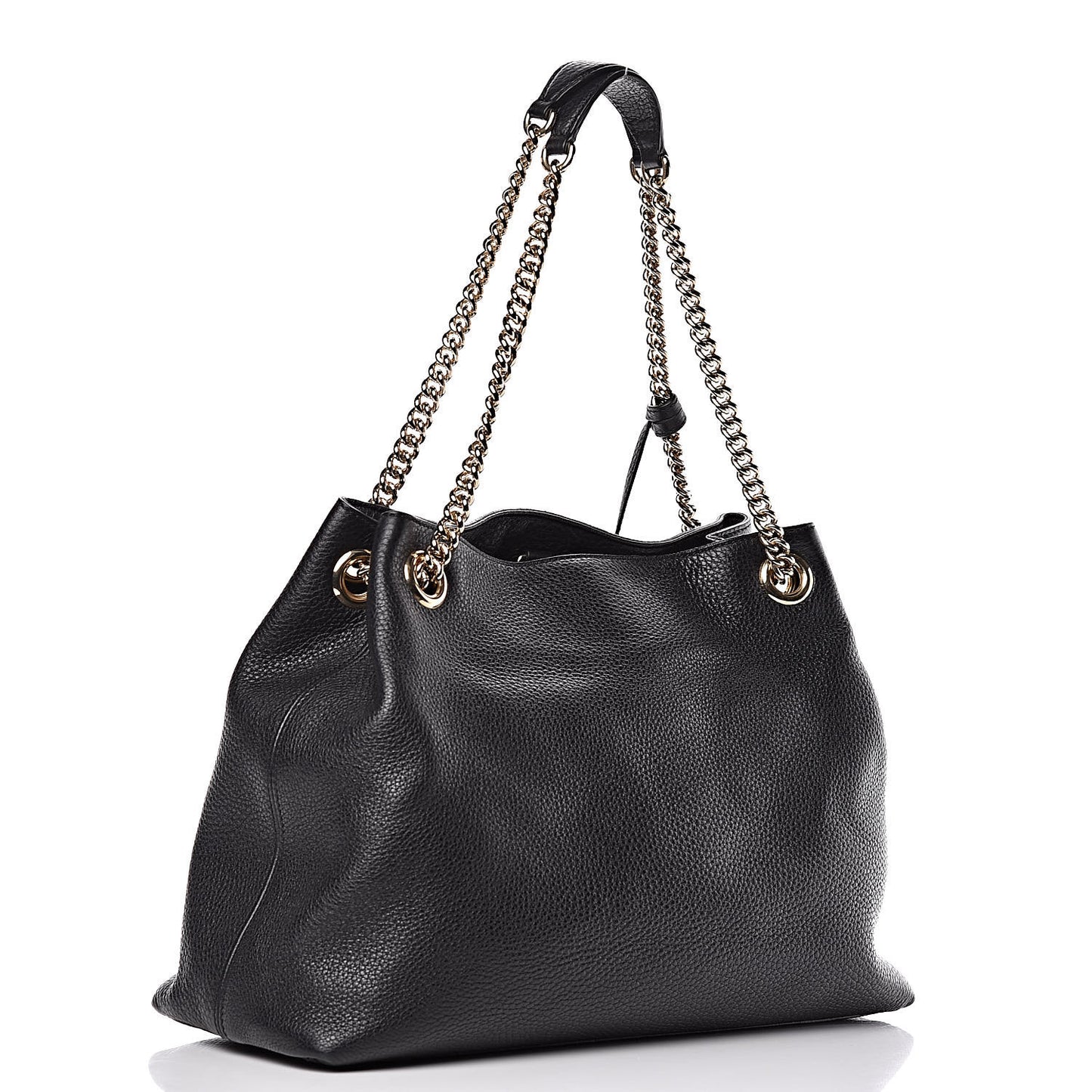 Pebbled Calfskin Medium Soho Chain Shoulder Bag Black
