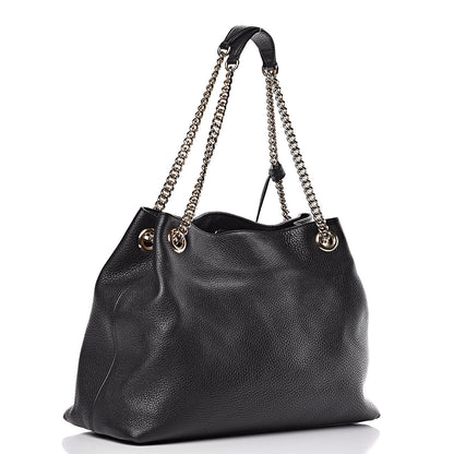 Gucci Pebbled Calfskin Medium Soho Chain Shoulder Bag Black 3 of 10