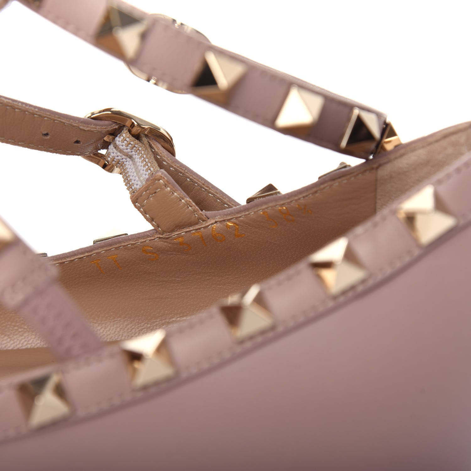 Valentino Garavani Calfskin Nappa Rockstud Cage Ballerina Flats 38.5 Poudre 11 of 11