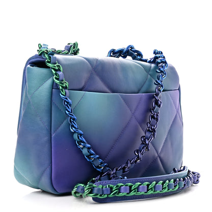Chanel Tie Dye Calfskin Quilted Medium Chanel 19 Flap Blue Purple 3 of 11