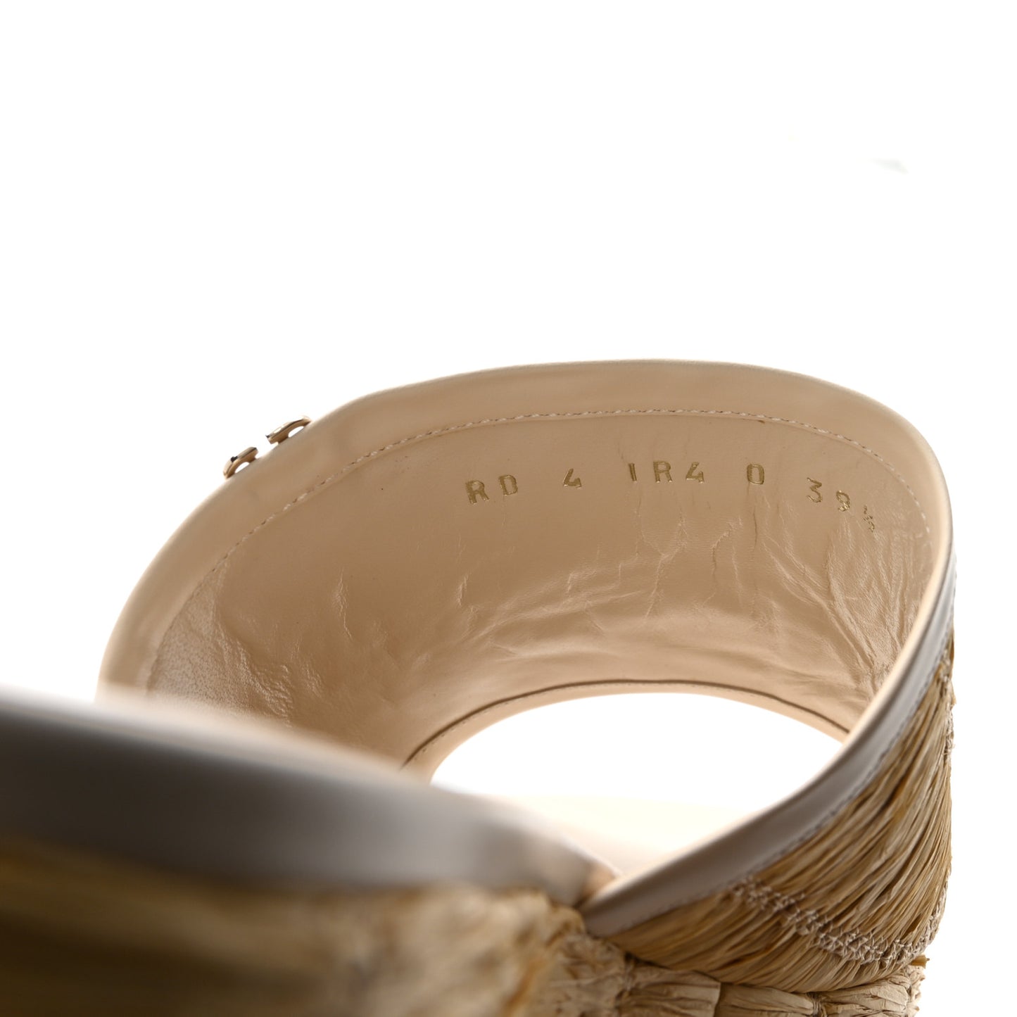 Woven Straw Flatform 25/45mm Slide Sandals 39.5 Light Ivory