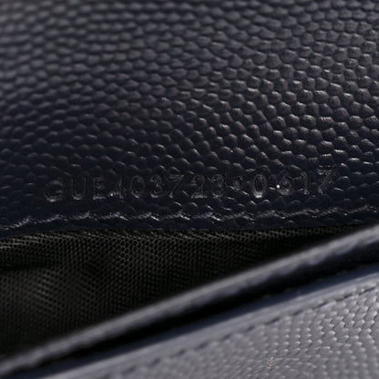 Saint Laurent Grain De Poudre Matelasse Chevron Monogram Compact Zip Around Wallet Deep Marine 7 of 11