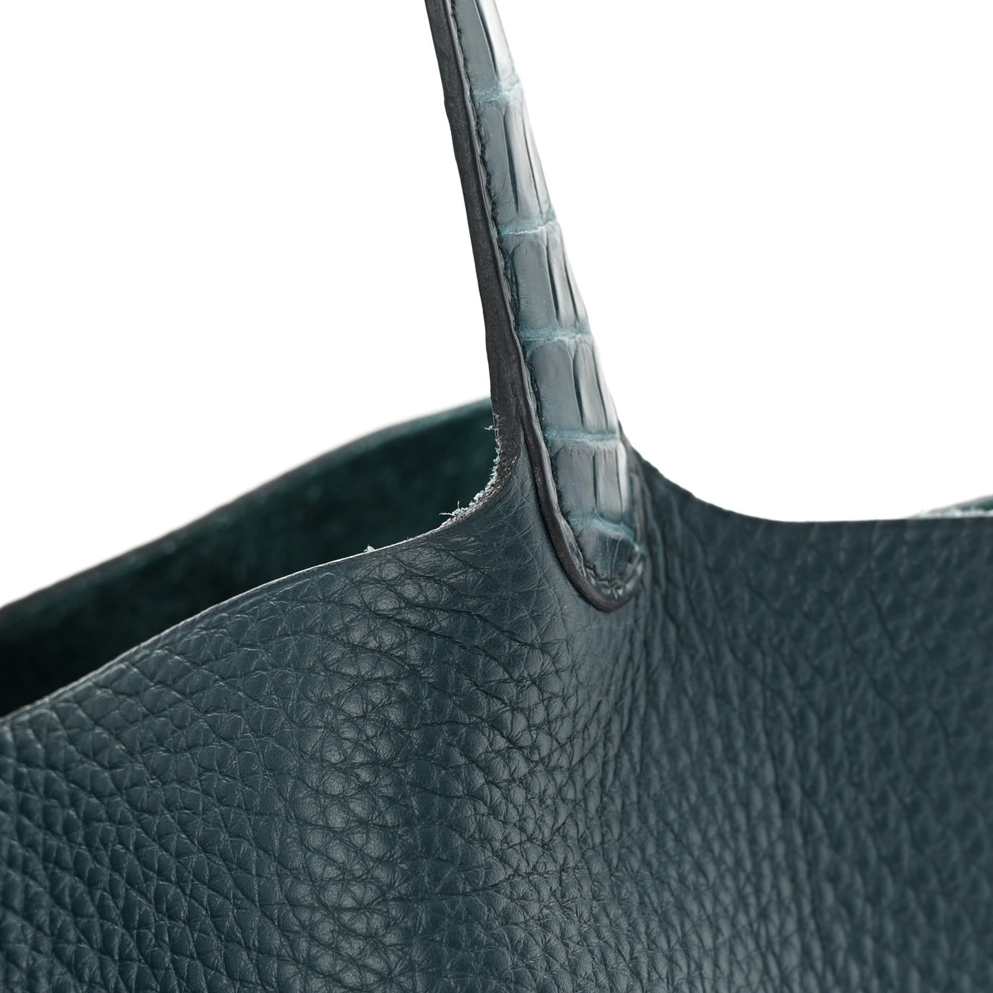 Taurillon Clemence Matte Alligator Picotin Lock Touch 22 MM Vert Bosphore