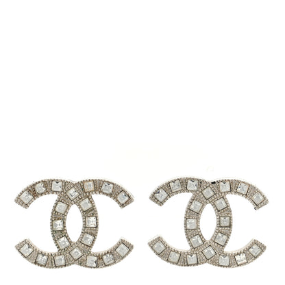 Chanel Baguette Crystal CC Earrings Silver 1 of 4