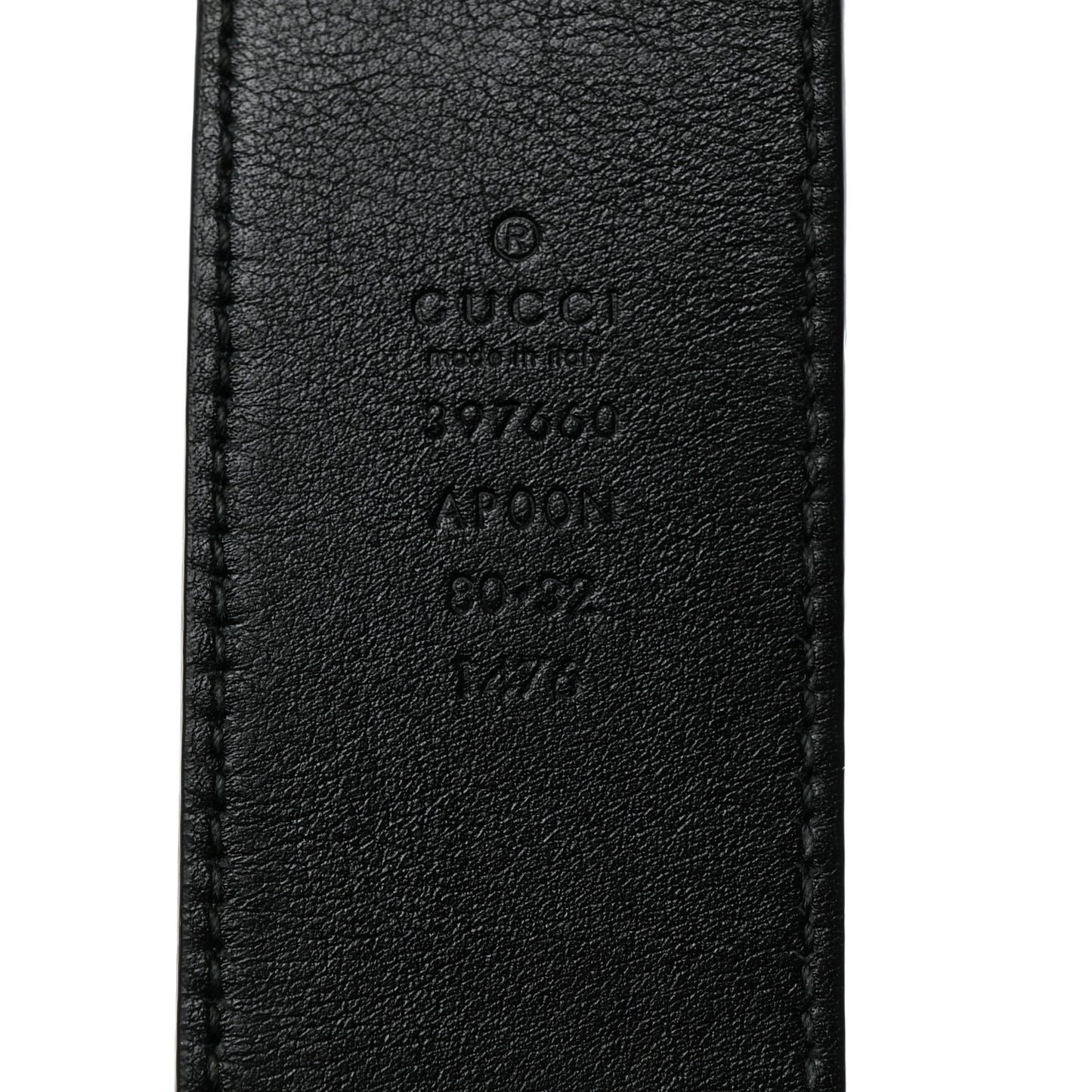 Moon Calfskin Nickel Double G 40mm Belt 80 32 Black