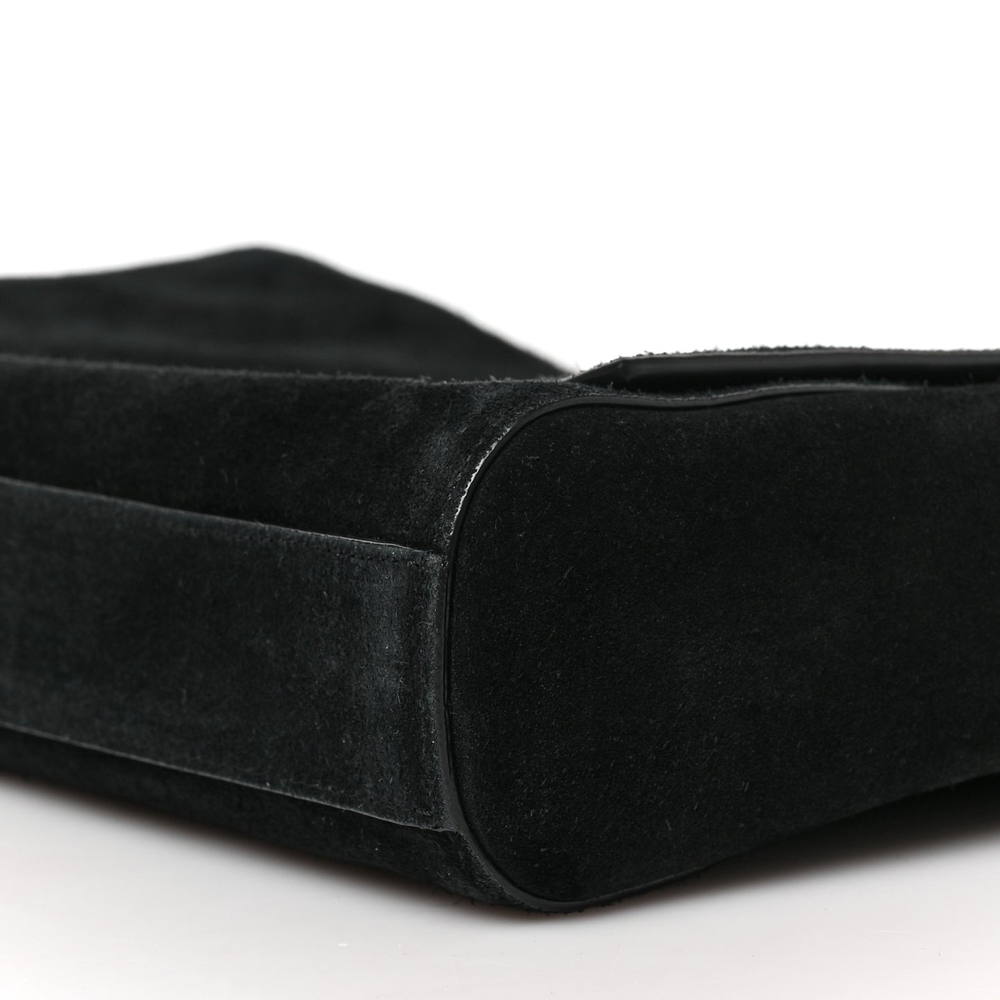 Smooth Calfskin Suede Medium Reversible Monogram Kate Satchel Black