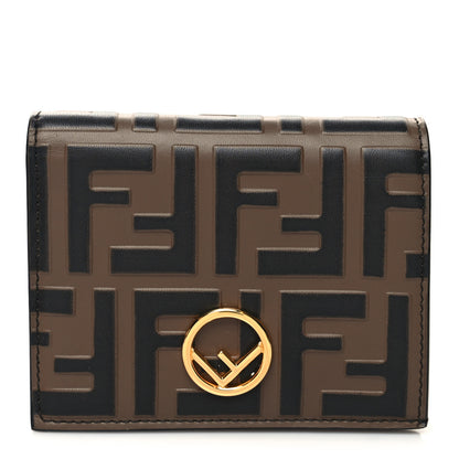 Fendi Calfskin FF 1974 Embossed Small Wallet Maya Black 1 of 9