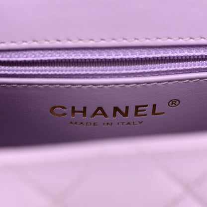 Chanel Shiny Aged Calfskin Quilted Nano Kelly Shopper Lilac 6 of 11