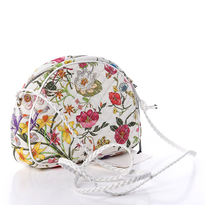 Gucci Canvas Flora Floral Trapuntata Small Zumi Dome Shoulder Bag White 2 of 7